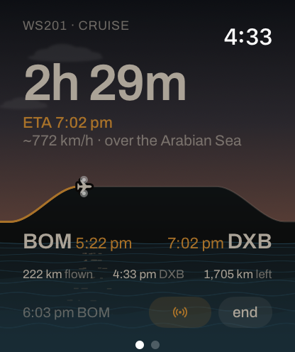 Apple Watch over the Arabian Sea at golden hour