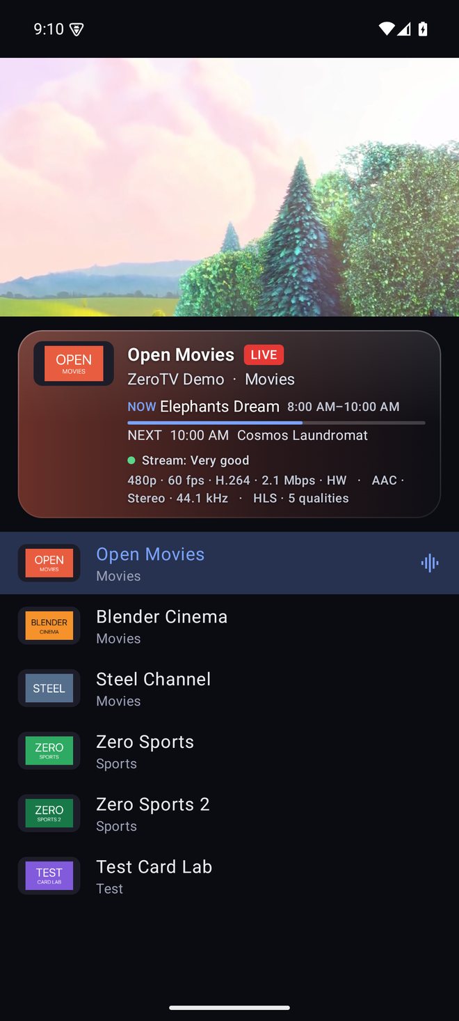 Phone player with now and next