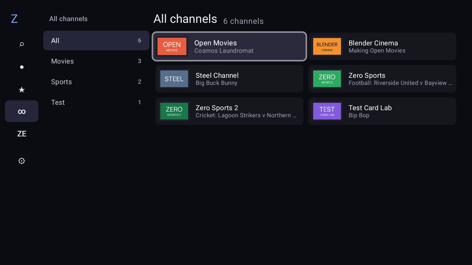Channel grid with logos and what's on now